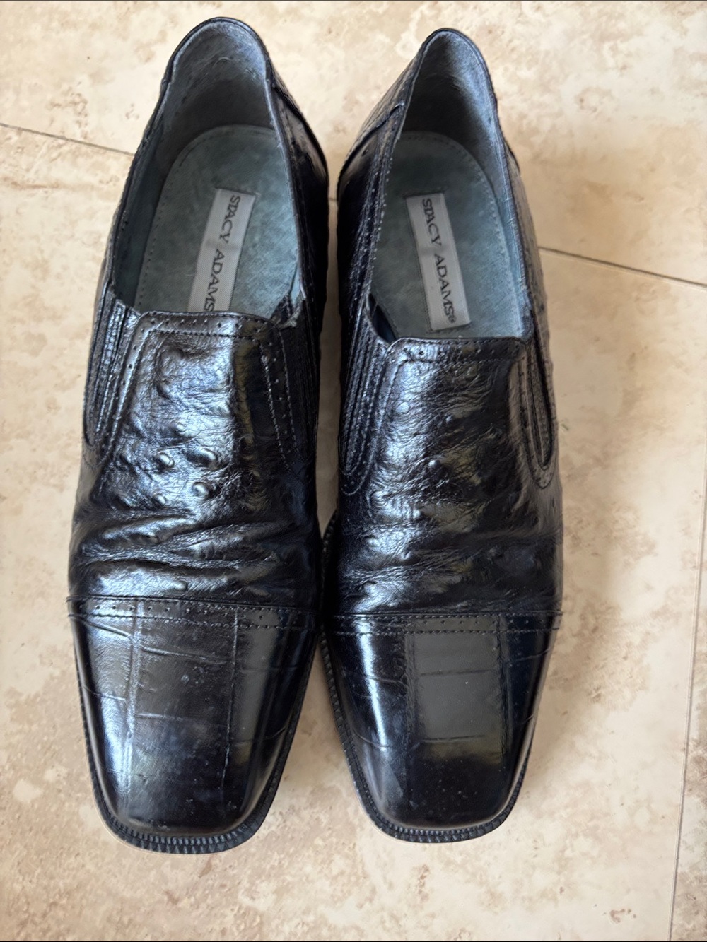 Stacy Adams Black Leather Slip-On Loafers